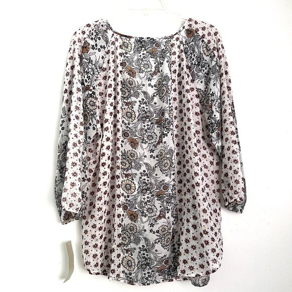 NWT Figueroa & Flower size XL Blouse Patterned with Gold/Silver Dots Flowy Boho - Picture 2 of 9